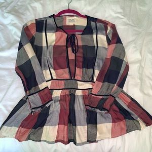 Plaid Blouse Top